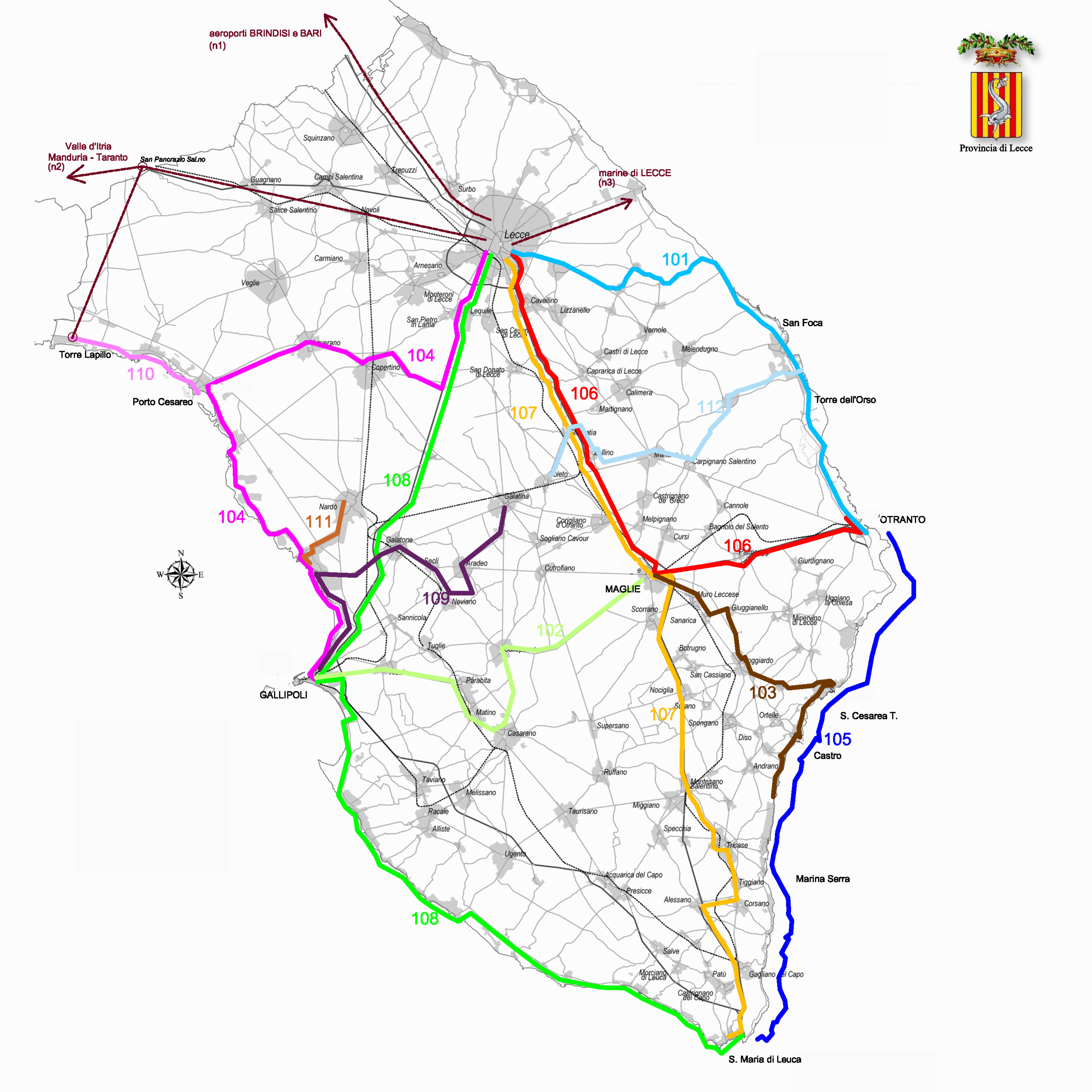 Mappa linee SalentoinBus 2020