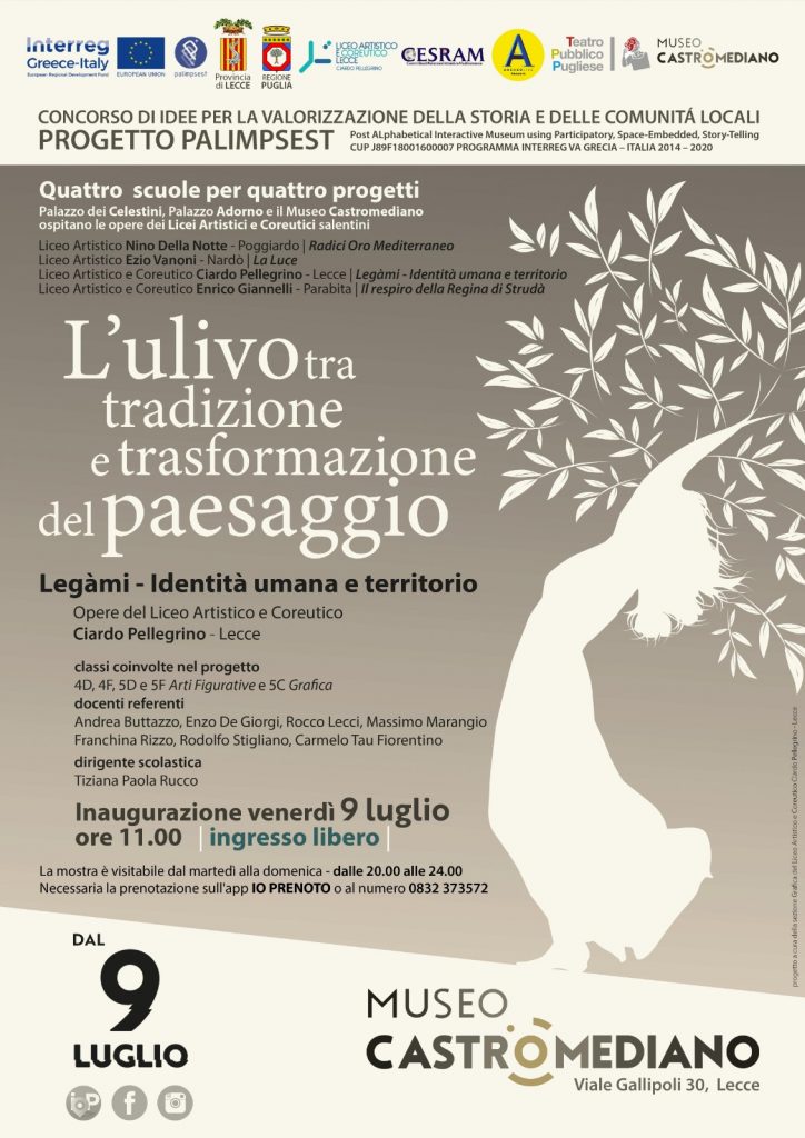 L’ulivo tra tradizione e trasformazione del paesaggio: domani al Castromediano inaugurazione mostra del Ciardo Pellegrino per il progetto Palimpsest