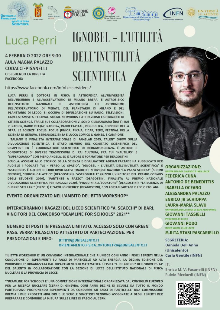 “Giornate di promozione della cultura scientifica” della Provincia di Lecce. L’astrofisico e divulgatore scientifico Luca Perri incontra 3.800 studenti salentini