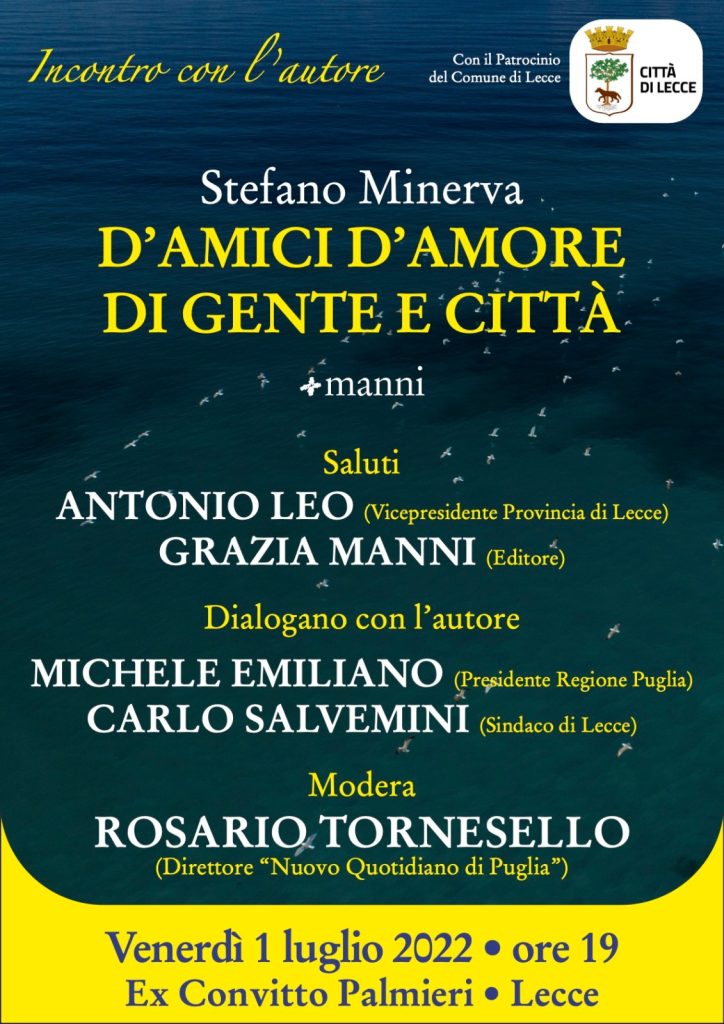 “D’amici d’amore di gente e città”: domani a Lecce le poesie di Stefano Minerva