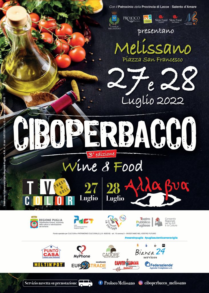 “Ciboperbacco” a Melissano: lunedì a Lecce la presentazione dell’evento che celebra la cultura dell’enogastronomia