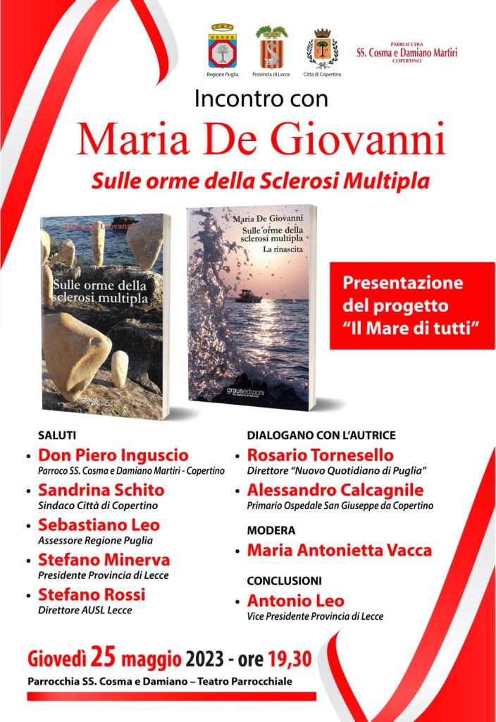 Domani a Copertino un incontro con Maria de Giovanni, Commendatore al merito della Repubblica