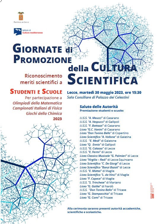 La Provincia premia le menti scientifiche: domani la consegna dei riconoscimenti  agli studenti che hanno  partecipato con successo alle competizioni di matematica, fisica e chimica