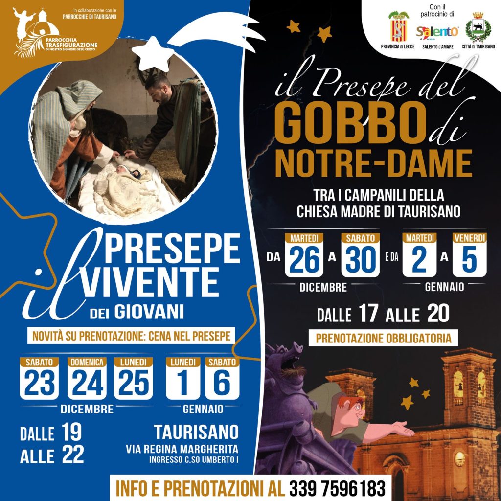 A Taurisano il “Presepe Vivente dei Giovani” e il “Presepe del Gobbo di Notre Dame”