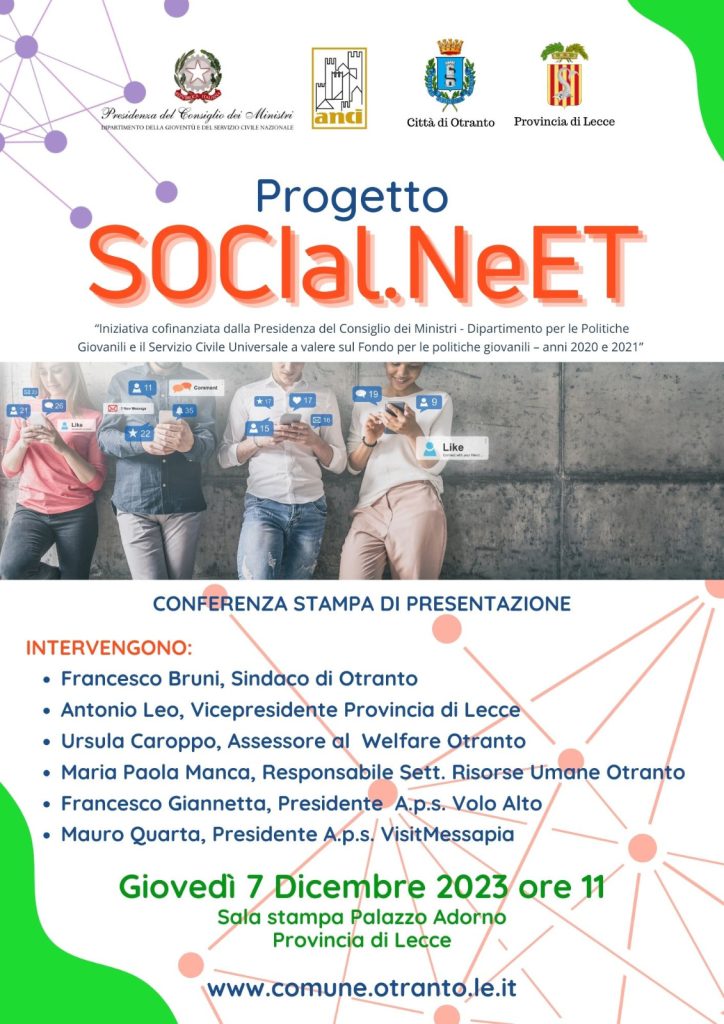 SOCIal.NeET: domani a Palazzo Adorno la presentazione del progetto dedicato  ai giovani fuori dal circuito formativo e lavorativo