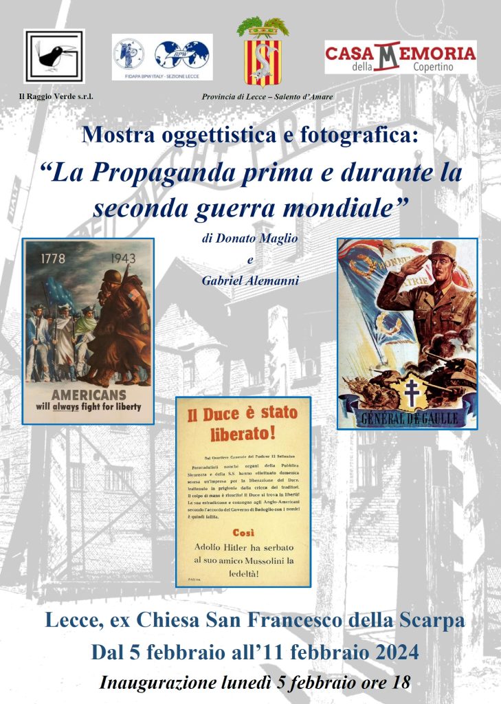 Seconda guerra mondiale: dal 5 all’11 febbraio a San Francesco della Scarpa la mostra che racconta la propaganda attraverso oggetti e foto d’epoca