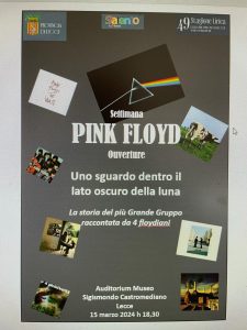 Locandina conferenza ouverture concerto Pink Floyd