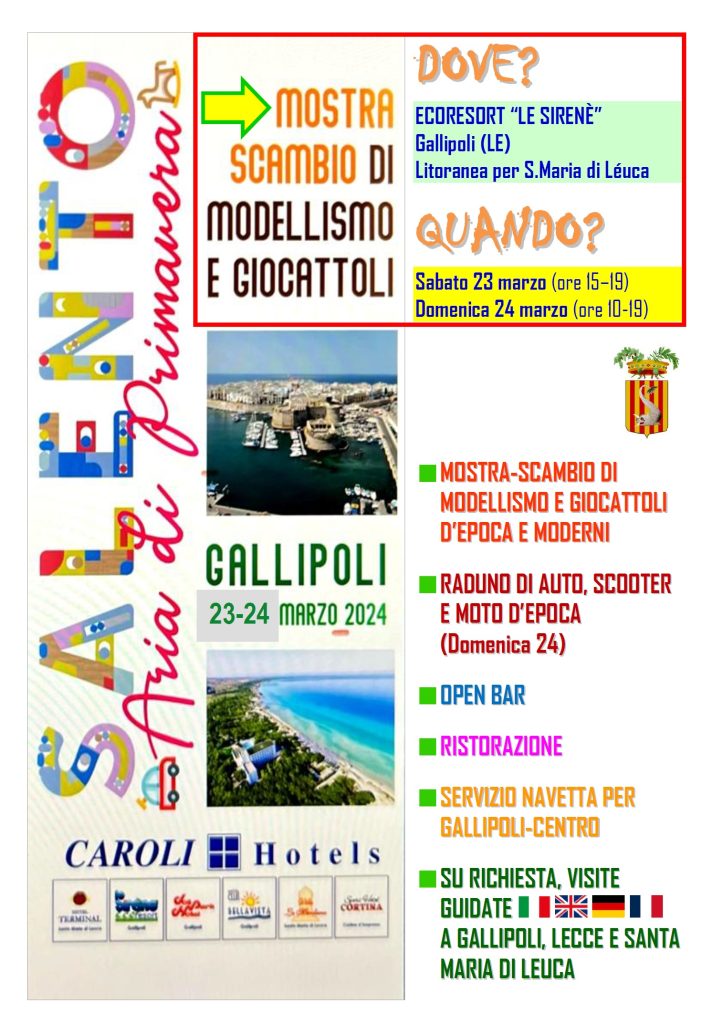 “Salento – Aria di Primavera” a Gallipoli: in Provincia la presentazione della mostra scambio di modellismo e giocattoli, ma anche occasione di promozione territoriale