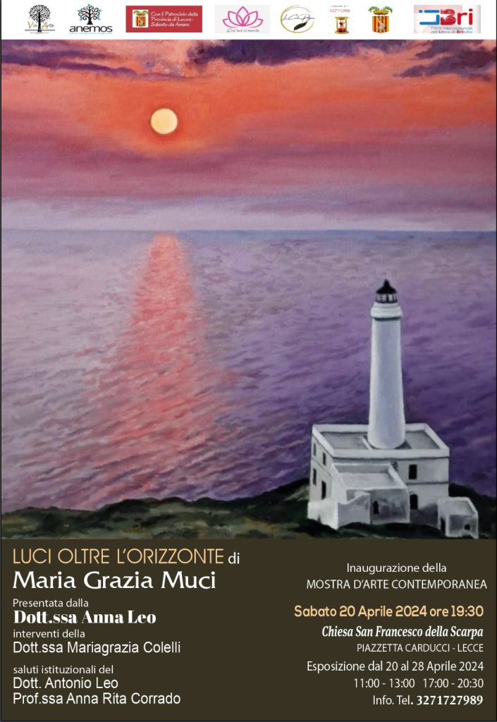 “Luci oltre l’orizzonte” di Maria Grazia Muci: domani la presentazione della mostra in programma a San Francesco della Scarpa a Lecce