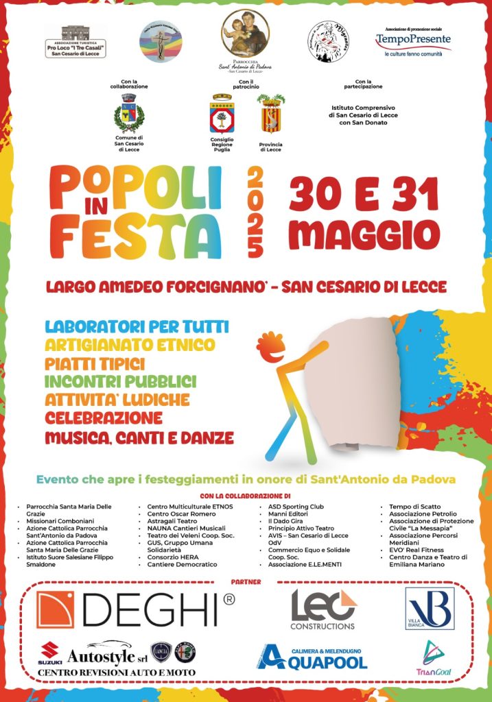 “Popoli in Festa”: in Provincia la presentazione del progetto di comunità in programma il 30 e 31 maggio a San Cesario di Lecce