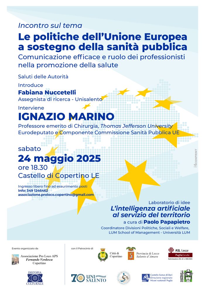 Sanità pubblica e Unione Europea: a Copertino focus con l’eurodeputato Ignazio Marino