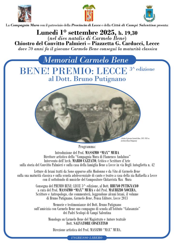 “Bene! Premio: Lecce”:  Il 1° settembre, al Convitto Palmieri, la terza edizione del Memorial