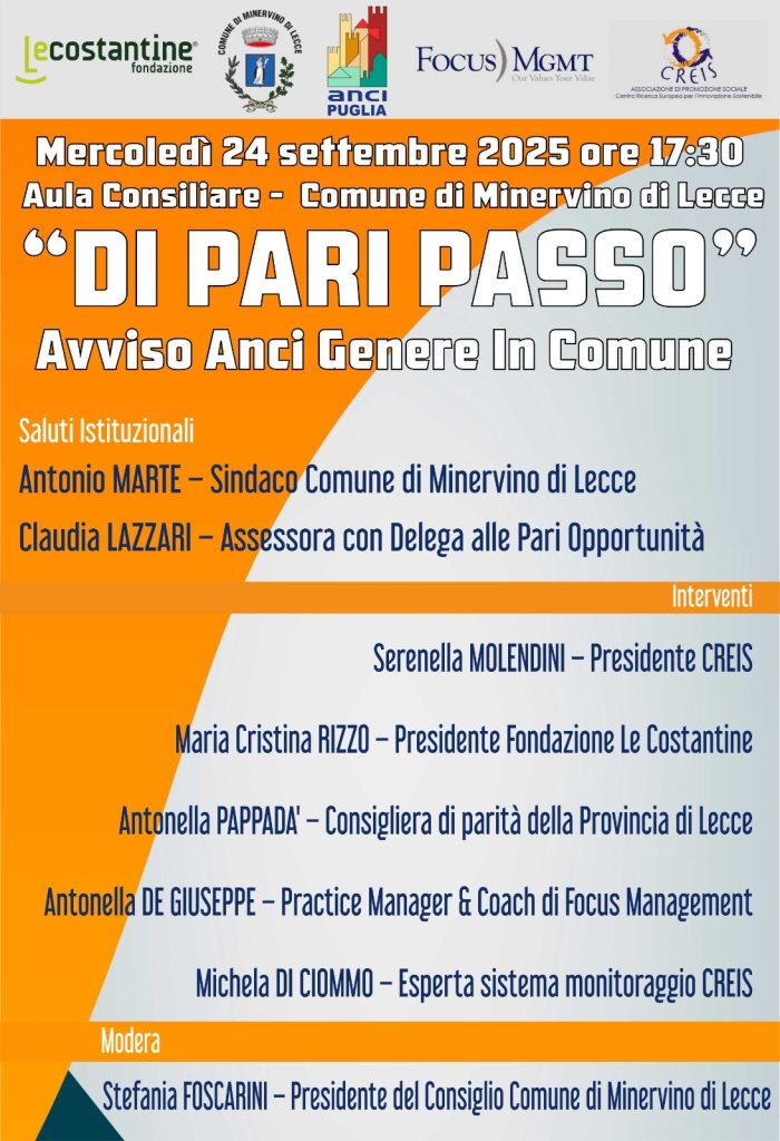 Di pari passo: a Minervino si parla dell’Avviso Anci “Genere in Comune”