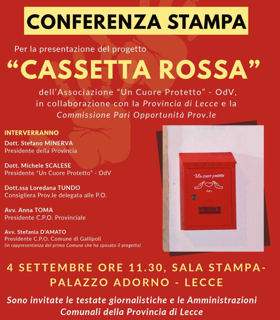 Una Cassetta Rossa contro ogni forma di violenza: in Provincia la presentazione del progetto