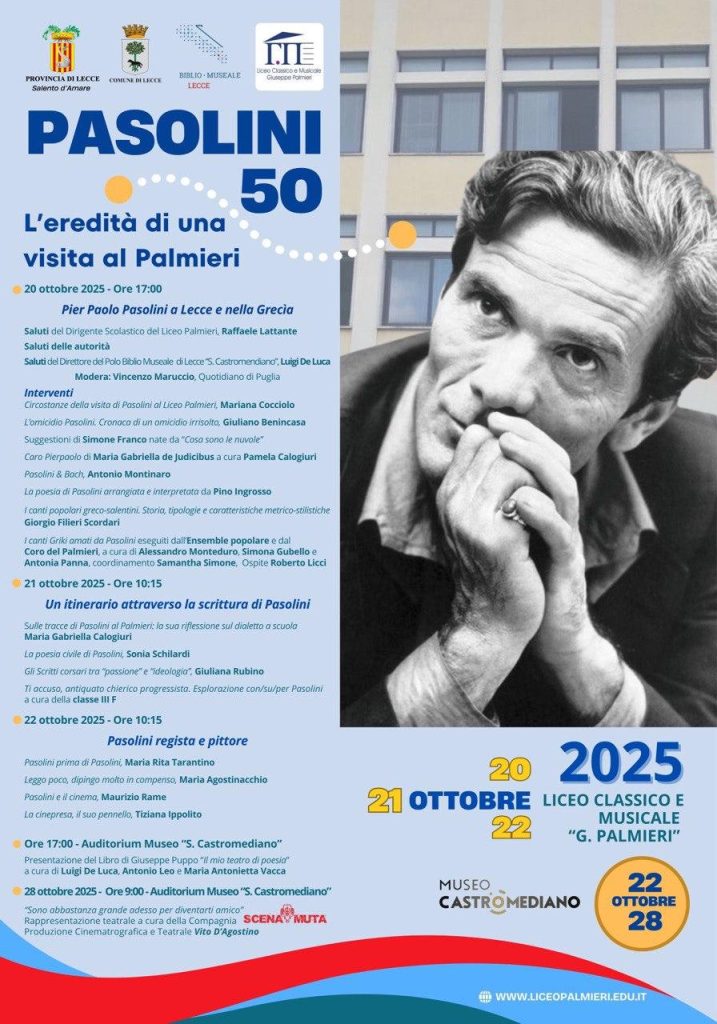 Pasolini 50°: il Liceo Palmieri celebra il regista e poeta a cinquant’anni dalla sua morte