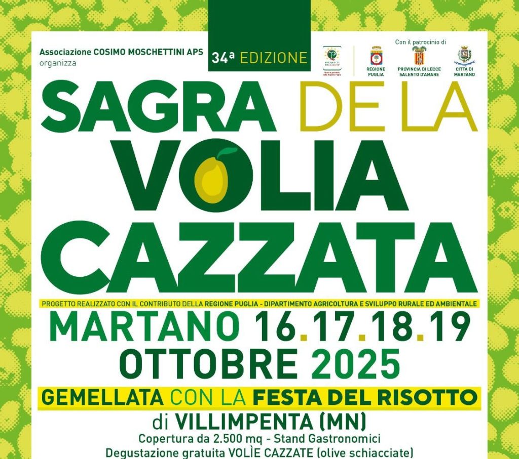 34^ Sagra de la Volìa Cazzata: in Provincia la presentazione dell’edizione in programma dal 16 al 19 ottobre a Martano