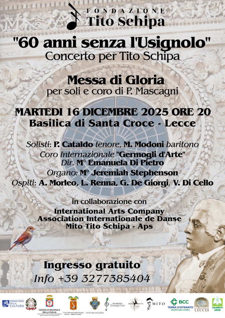“60 anni senza l’Usignolo”: nella Basilica di Santa Croce a Lecce il concerto in onore di Tito Schipa