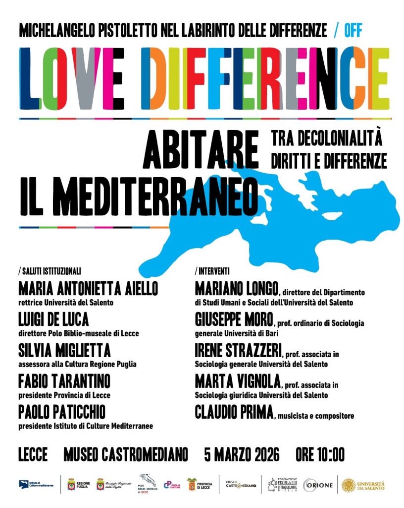 Al Castromediano un confronto sul Mediterraneo promosso da Aicm ed ispirato dall’opera “Love Difference” di Pistoletto esposta nel museo