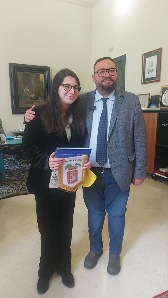 Il presidente Tarantino ha ricevuto a Palazzo Adorno la studentessa salentina che tra pochi giorni rappresenterà l’Italia alle “Olimpiadi Europee Femminili di Matematica”