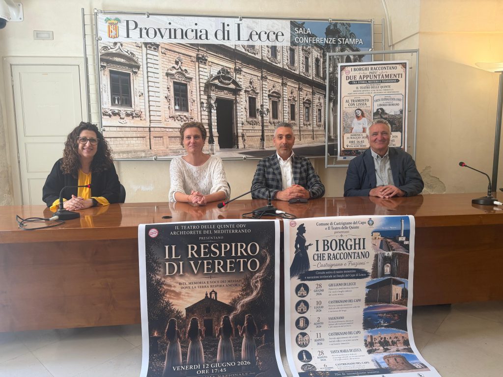 “I borghi che raccontano” dal 24 maggio al 6 settembre: a Palazzo Adorno la presentazione del viaggio teatrale tra memorie ed emozioni del Capo di Leuca