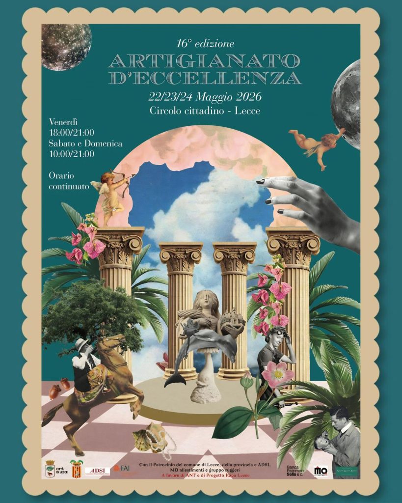Artigianato d’eccellenza al Circolo Cittadino a Lecce dal 22 al 24 maggio