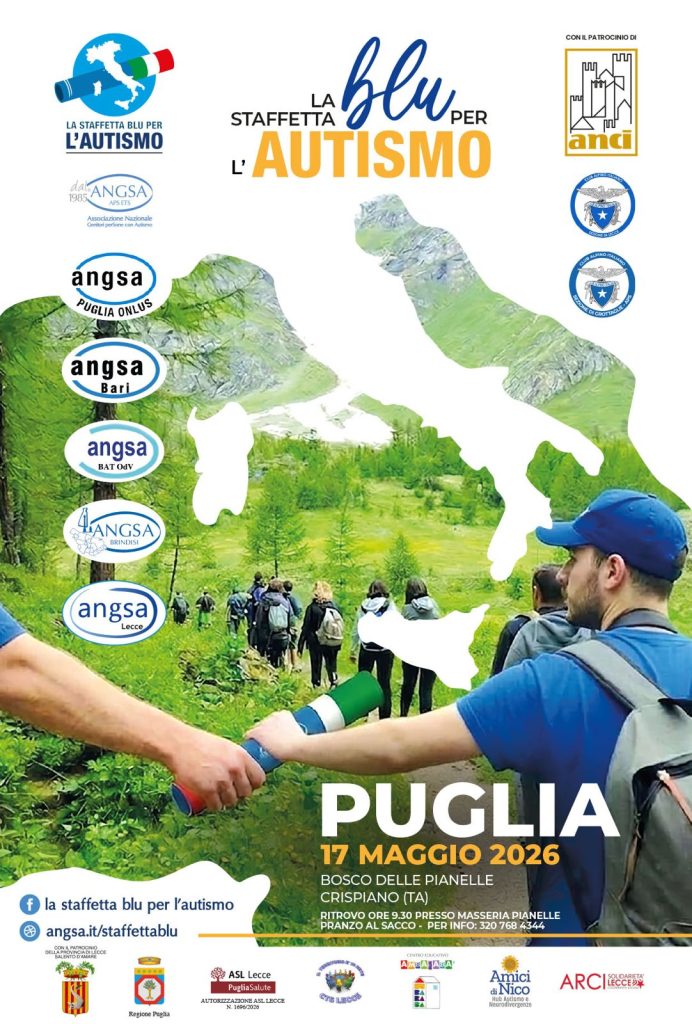 Al via in Puglia domenica 17 maggio la Staffetta Blu per l’Autismo di Angsa