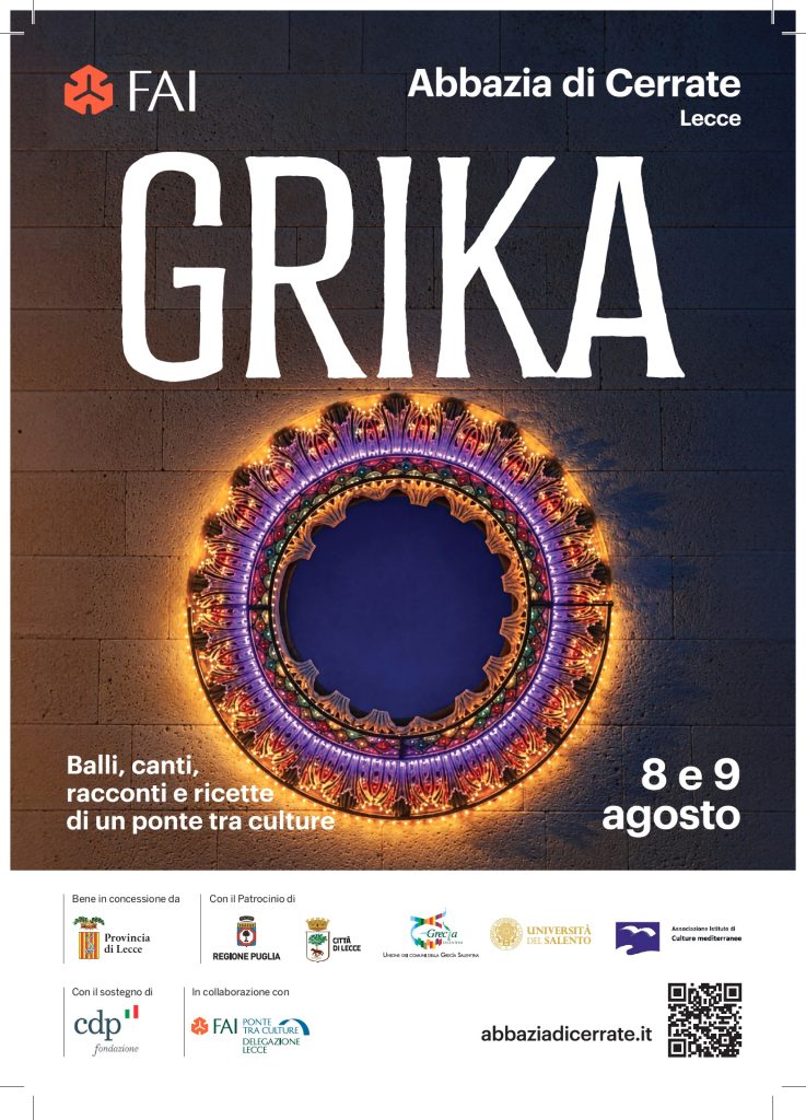 All’Abbazia di Cerrate balli, canti, racconti e ricette di un ponte tra culture: grazie al FAI arriva “Grika” l’8 e il 9 agosto