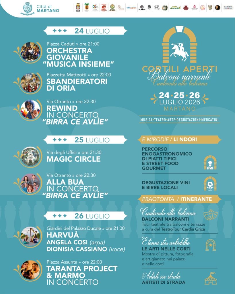 “Cortili Aperti” a Martano: tre giorni di eventi dal 24 al 26 luglio