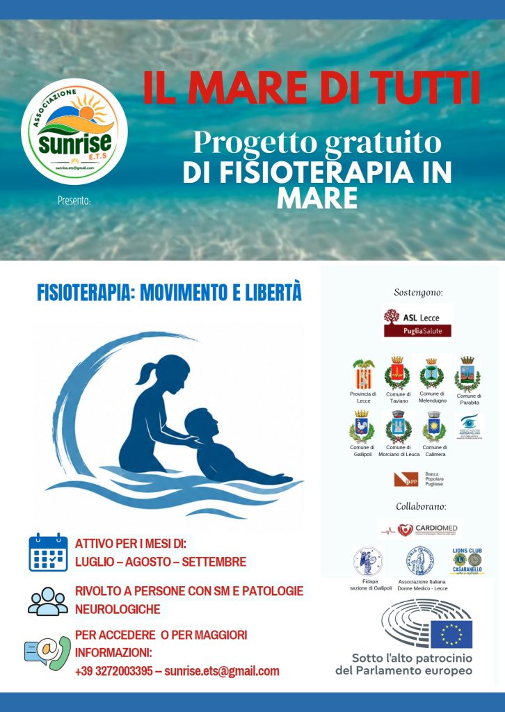 “Il mare di tutti”, nona edizione: ripartono le attività di fisioterapia in mare  per persone con patologie neurologiche. Domani la presentazione a Palazzo Adorno