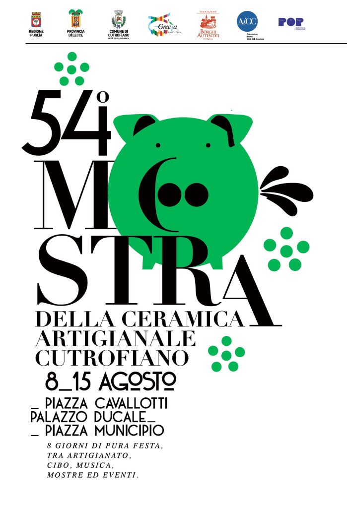 “Mostra della Ceramica Artigianale” di Cutrofiano dall’8 al 15 agosto: mostre artistiche, laboratori, prodotti tipici, musica, concerti, eventi si presentano a Palazzo Adorno