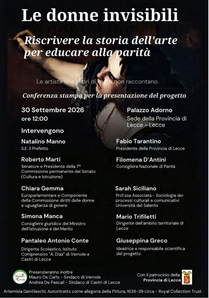 “Le donne invisibili”: in Provincia la presentazione del progetto che punta a riscrivere la storia dell’arte dai banchi di scuola