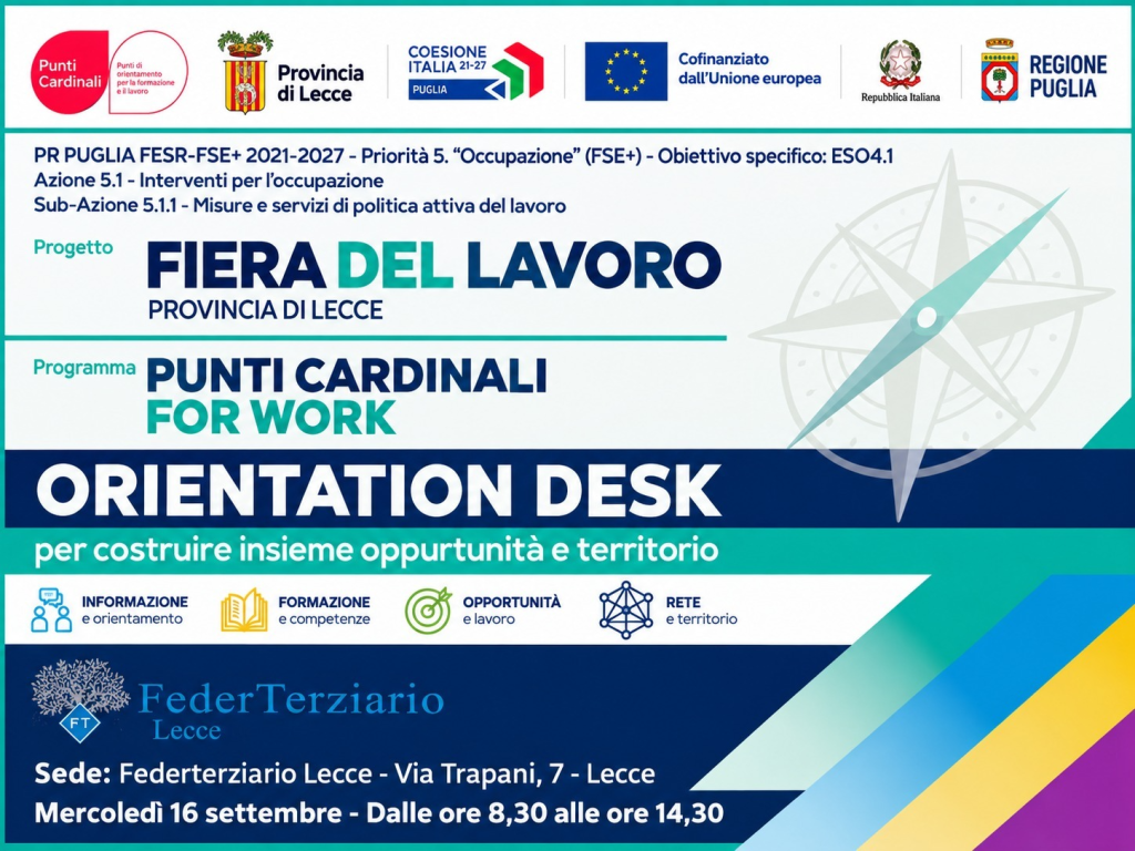 Fiera del Lavoro: ecco l’Orientation Desk di FederTerziario a Lecce