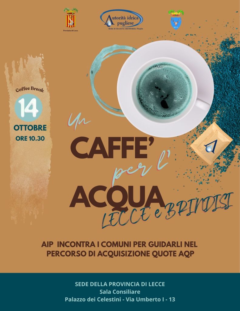 “Un caffè per l’acqua”: l’Autorità Idrica Pugliese incontra in Provincia gli amministratori di Lecce e Brindisi