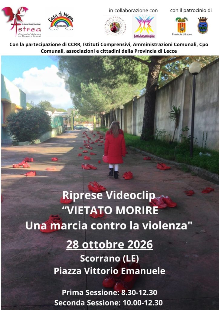 Il Salento si mobilita contro la violenza di genere: il 28 ottobre a Scorrano la marcia “Vietato morire”  con le riprese dell’omonimo videoclip